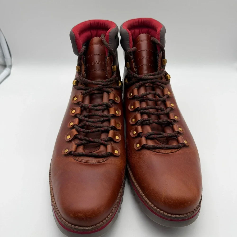 Cole Haan Boots Mens 12M Brown Zerogrand Hiker Leather C33471 Waterproof Style